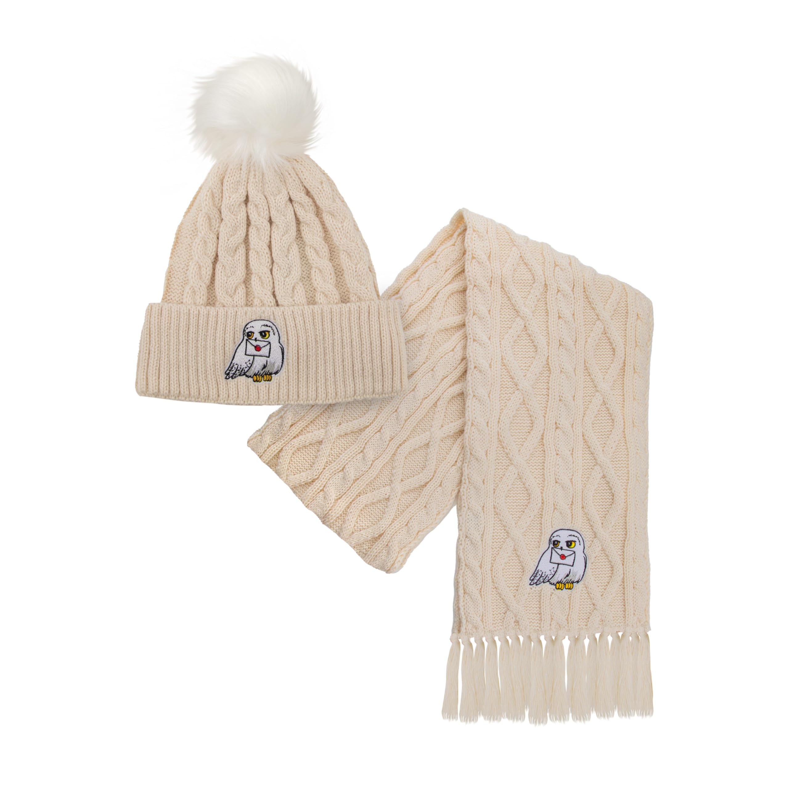 Acotis Jewellery Ivory Beanie And Scarf Set - Hedwig Cr1900