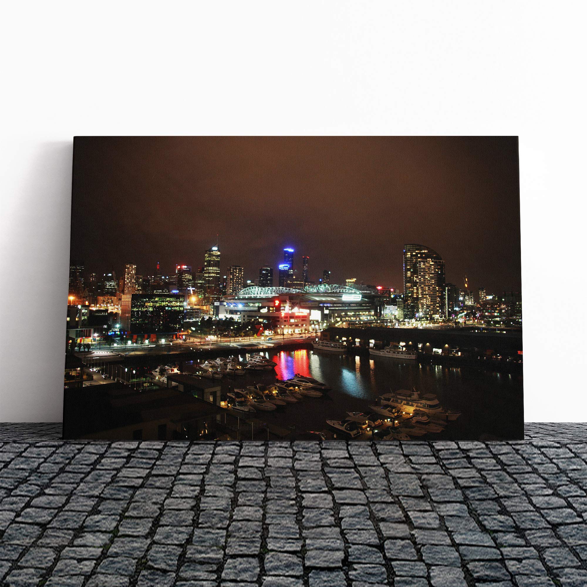 Melbourne at Night Skyline Australia Vol.2 Canvas Print | Gallery Wrapped 30mm Frame Wall Art | 30x20 inches | Ready to Hang | Modern Cityscape Picture | Living Room Bedroom Lounge Office