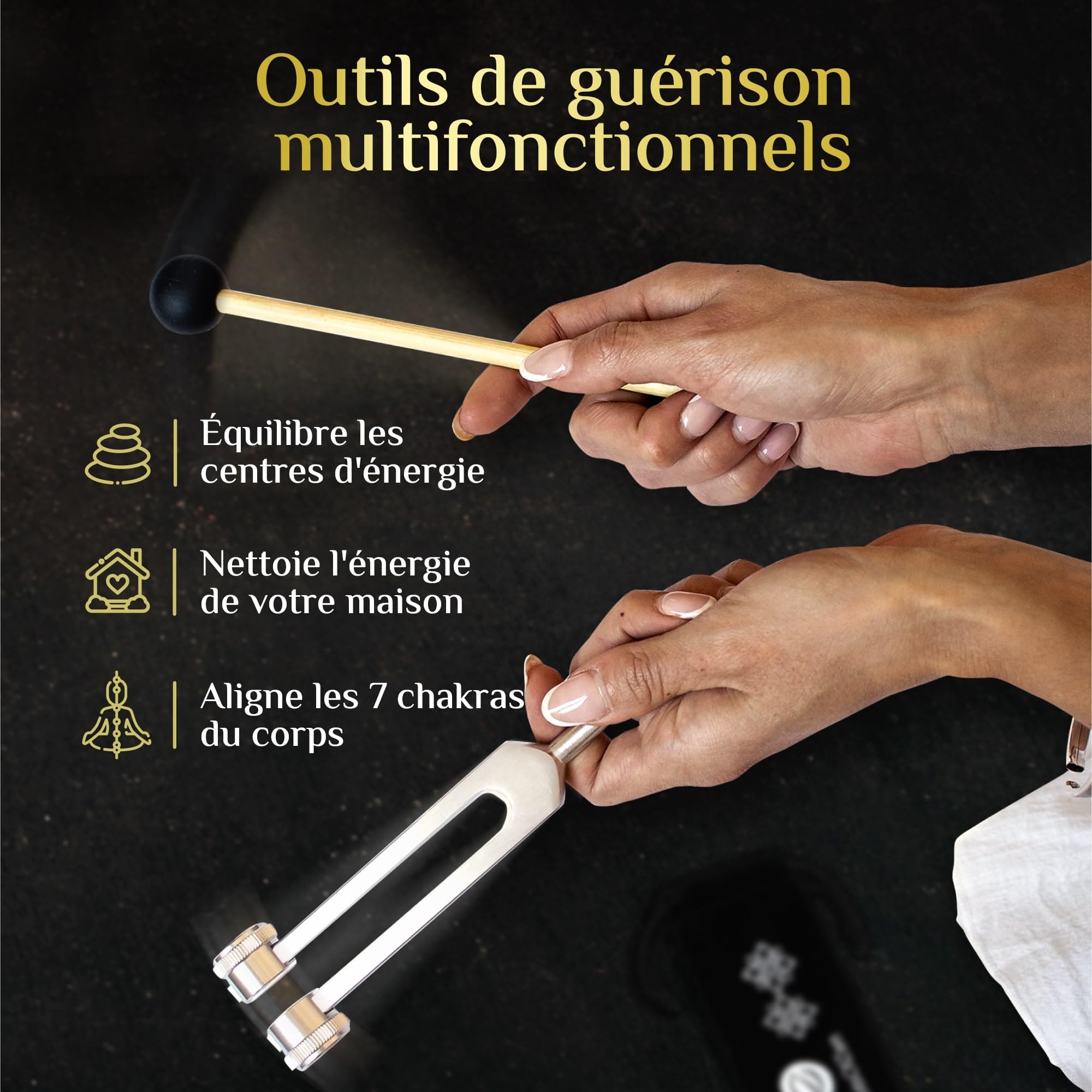 Diapasons médicaux 128Hz 256Hz 512Hz pour guérison chakras yoga méditation