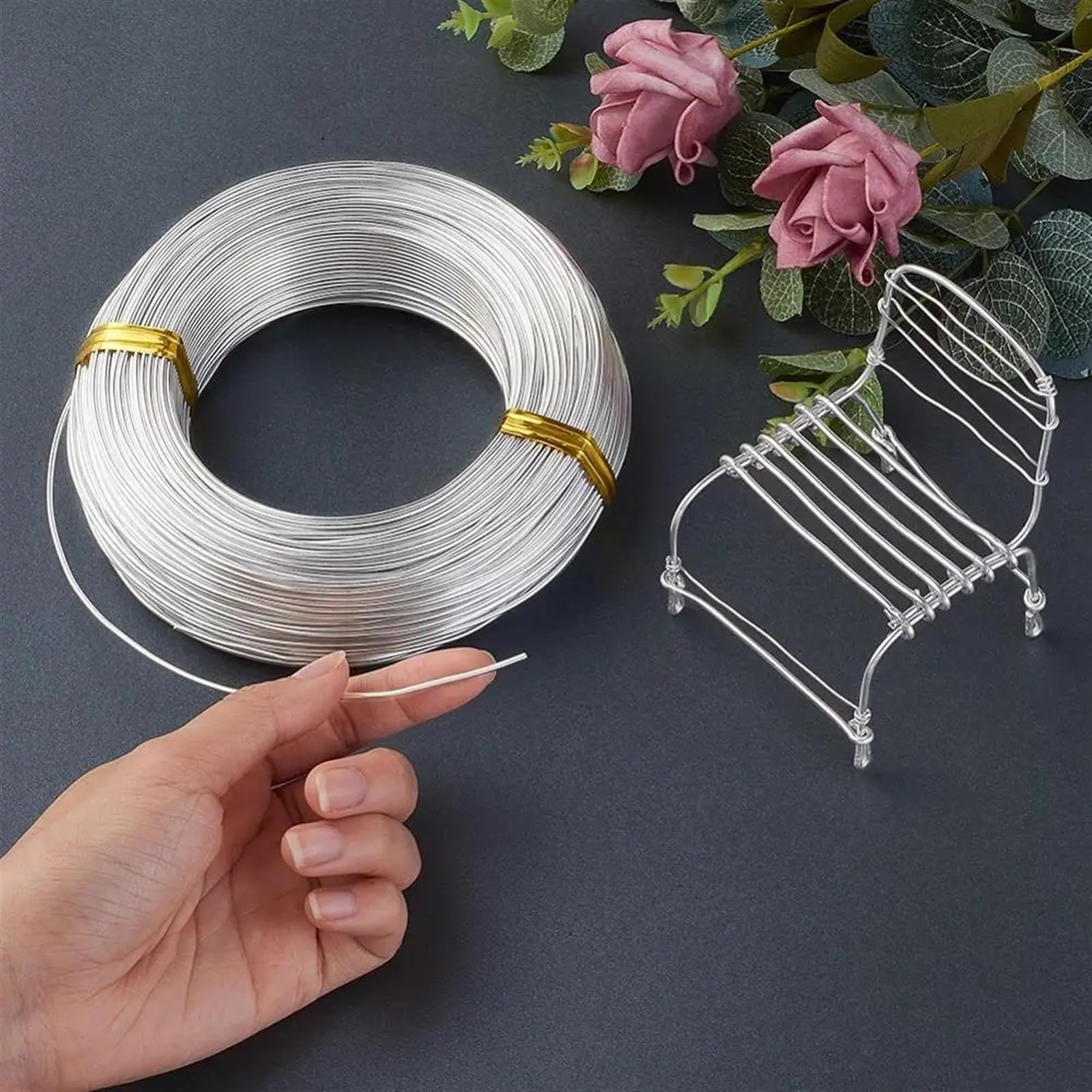 Filo in alluminio per lavori artigianali, 0,5-6 mm, per la creazione di gioielli e braccialetti fai da te (4 mm circa 16 m)