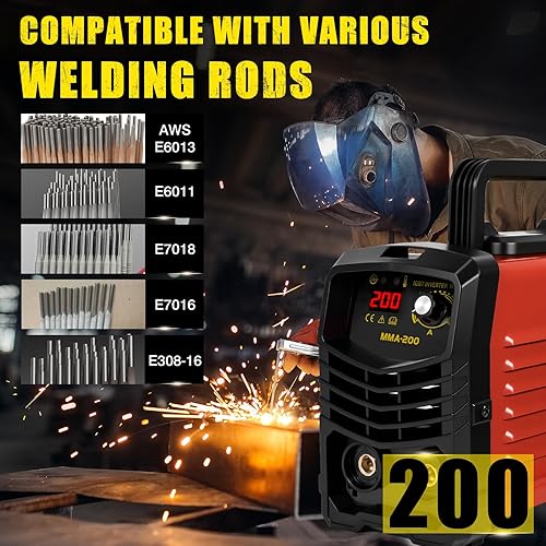 Miniatura 6 de 200Amp Welding Machine with 25 Rods, Portable 110V ARC Stick Welder for 1/16"-1/8" Rod, Synergic Control, IGBT Inverter with Hot Start & Anti-Stick