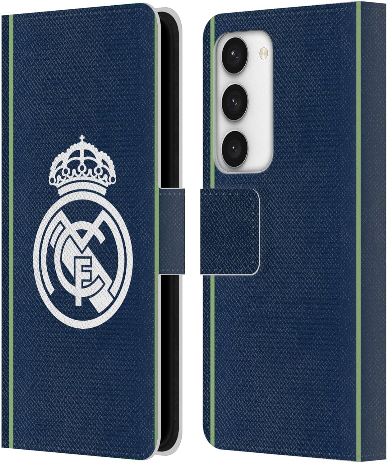 Head Case Designs Officially Licensed Real Madrid CF Dark Blue Badge Leather Wallet Case Compatible with Samsung Galaxy S23 5G