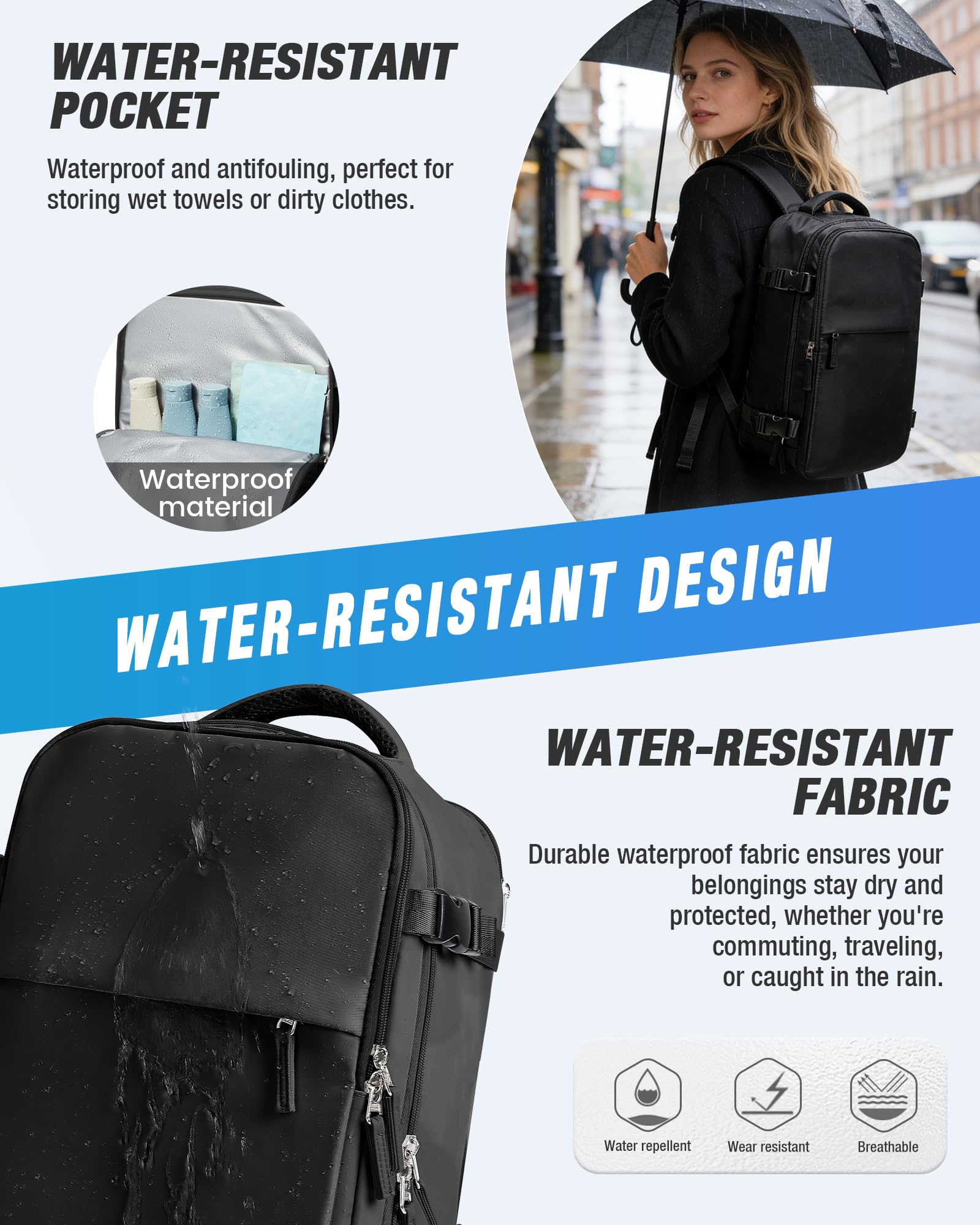 SEAFEW Zaino Ryanair 40x30x20 Sottovuoto Bagaglio a Mano Donna Zaino da Viaggio 40x30x20 Wizzair Borse da Cabina per Easyjet Uomo per Laptop 14 Pollici Trekking Casual Daypack,C01-Nero