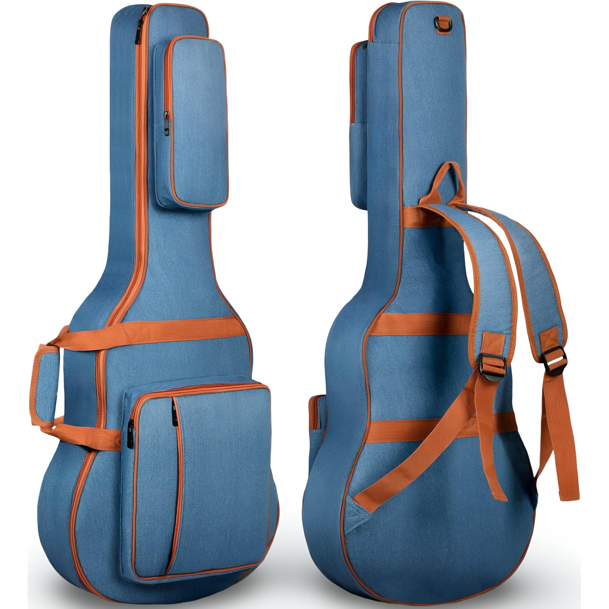 Premium Acoustic Guitar Gig Bag 39-43 Inch | Padded Guitar Cover with Thick Foam Protection, Adjustable Backpack Straps, Large Accessories Pocket | Blue & Orange (Blue and Orange, 38-43)-picture-21