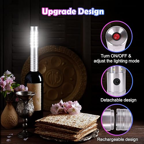 Miniatura 5 de Arrozon Paquete de 4 luces LED estroboscópicas LED para botellas, luz intermitente para fiesta, luz de mano reutilizable con 3 modos de iluminación