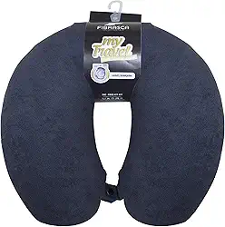 Travesseiro de Viagem My Travel - Fibra Siliconizada - Preto - Fibrasca, Formato "U" anatomico cervical