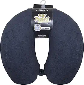 Travesseiro de Viagem My Travel - Fibra Siliconizada - Preto - Fibrasca, Formato "U" anatomico cervical
