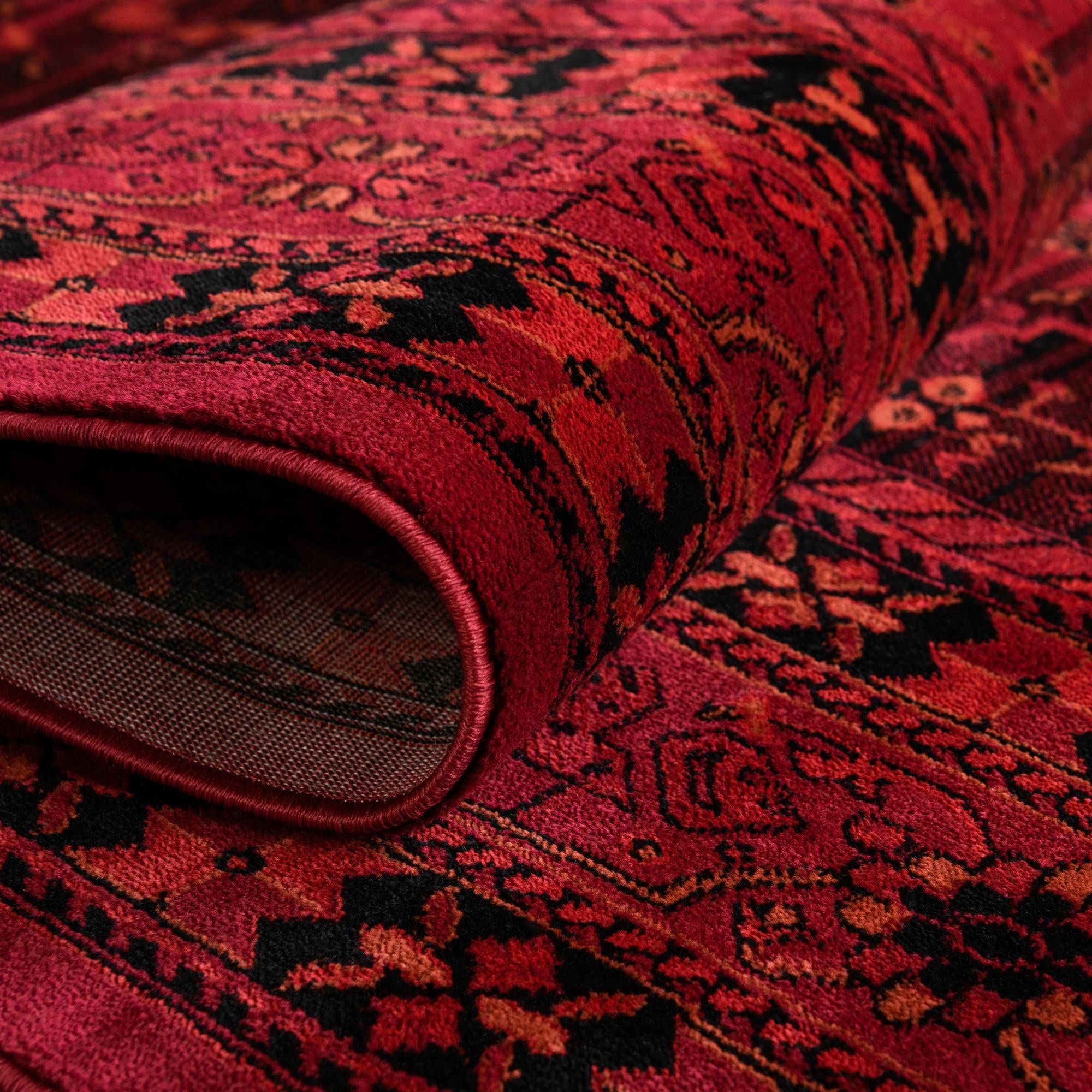 unique loom Bokhara Collection Rug 5'3x8' Red Low Rug Perfect for