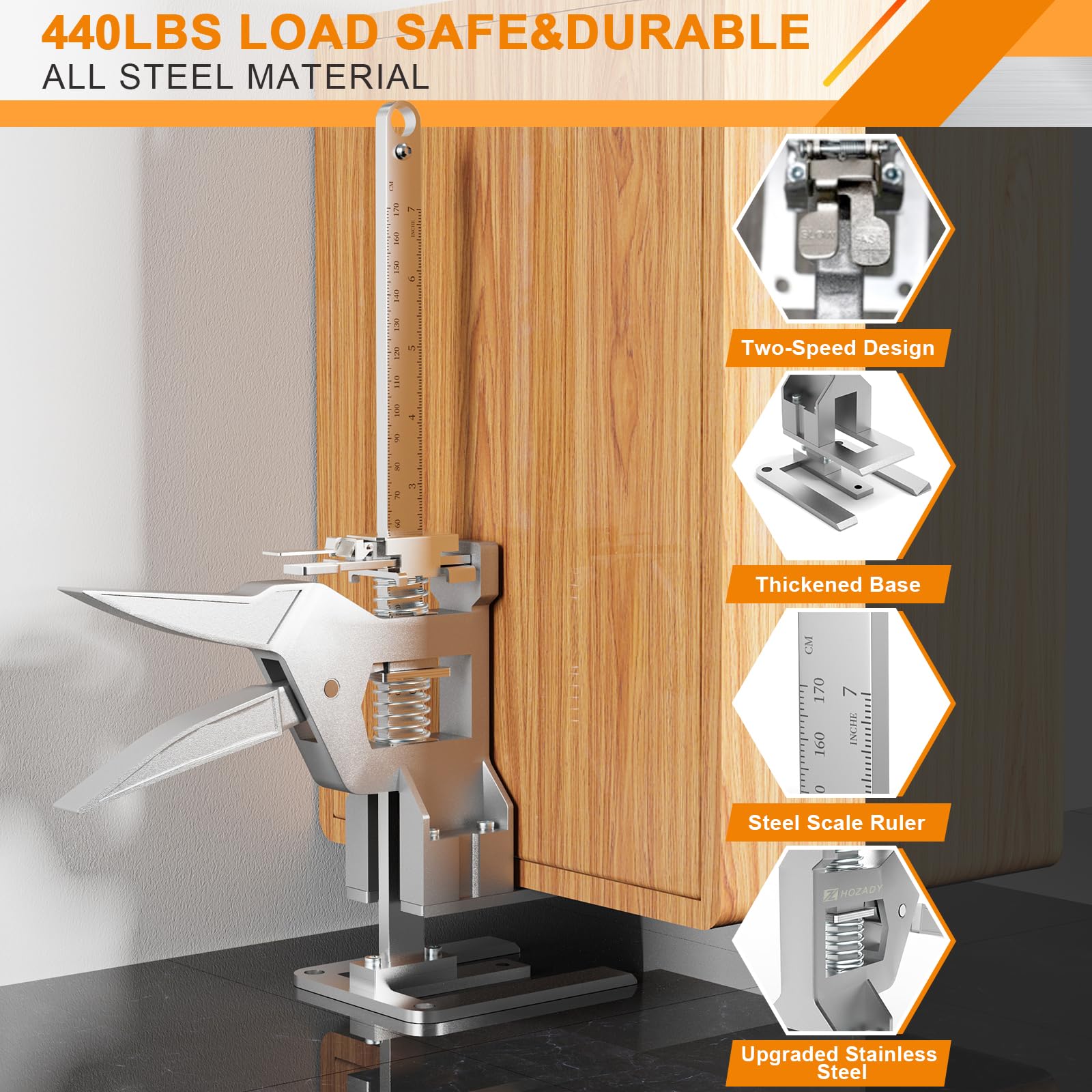 Arbeitsspararm Jack 2 Pack, 440LBS Kapazität Möbel Hebewerkzeug, 12-Zoll-Multifunktions-Höhenversteller für die Installation von Fenstern, Türen, Fliesen und Geräten (sillver)
