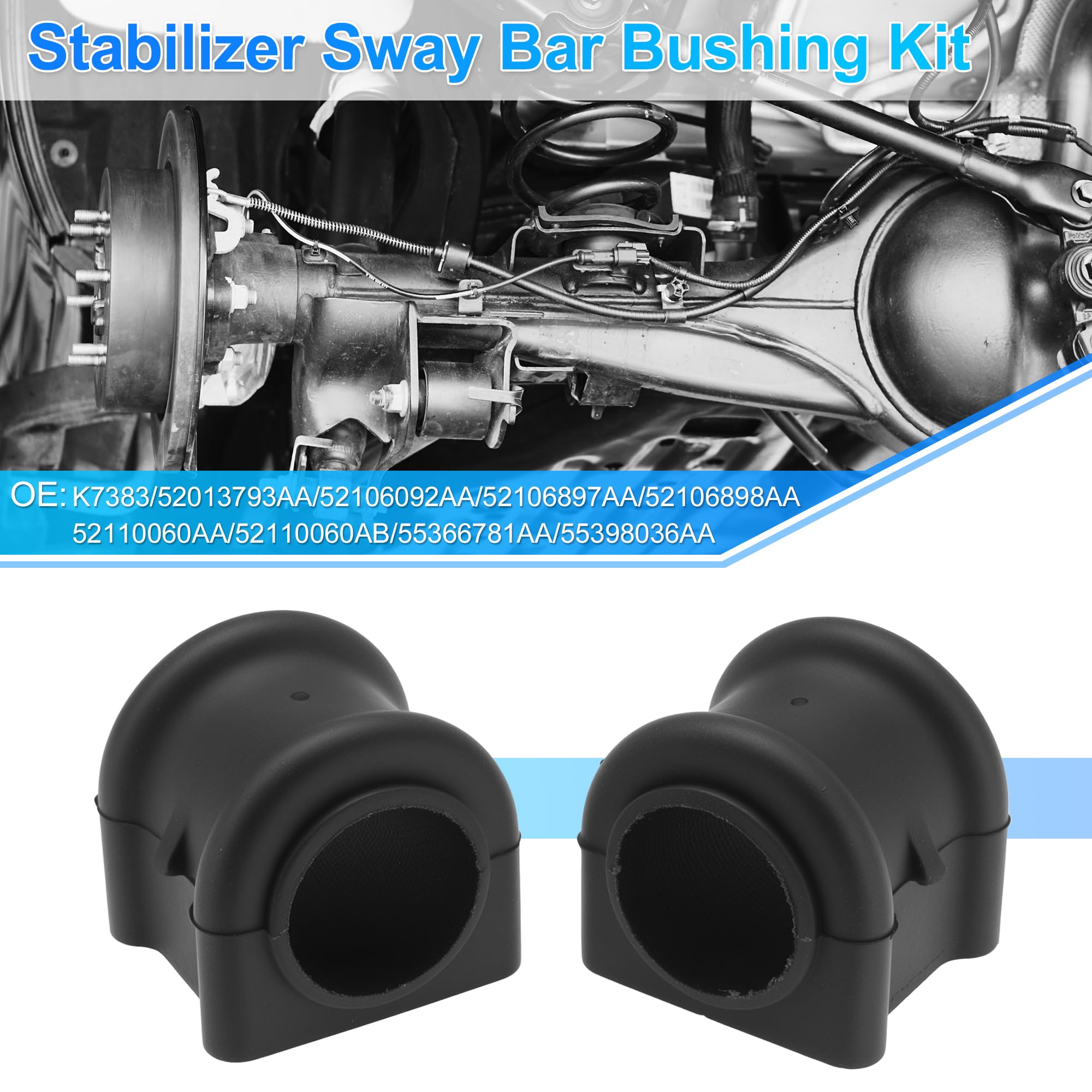 A ABSOPRO K7383 Avant Gauche/Avant Droite Stabilisateur Barre Stabilisatrice Bague Kit Pour Jeep Wrangler 1997-2006 Caoutchouc Suspension Kit Noir 2 Pcs