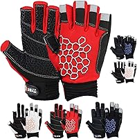 Vista 10 de MRX BOXING & FITNESS Guantes de navegación pegajosos Palm Gripy Guante Yachting Kayak Dinghy Pesca Dedo Corto Multicolor (Negro/Blanco/Naranja, XL)