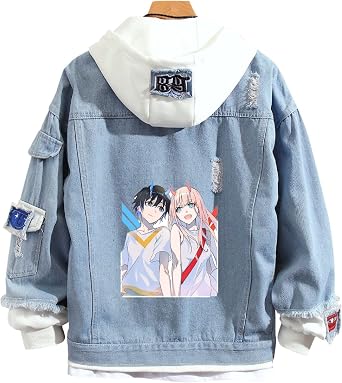 ISaikoy Anime Darling in the FranXX Denim Jacket Sweatshirt Costume Hoodie Pullovers Fleeces