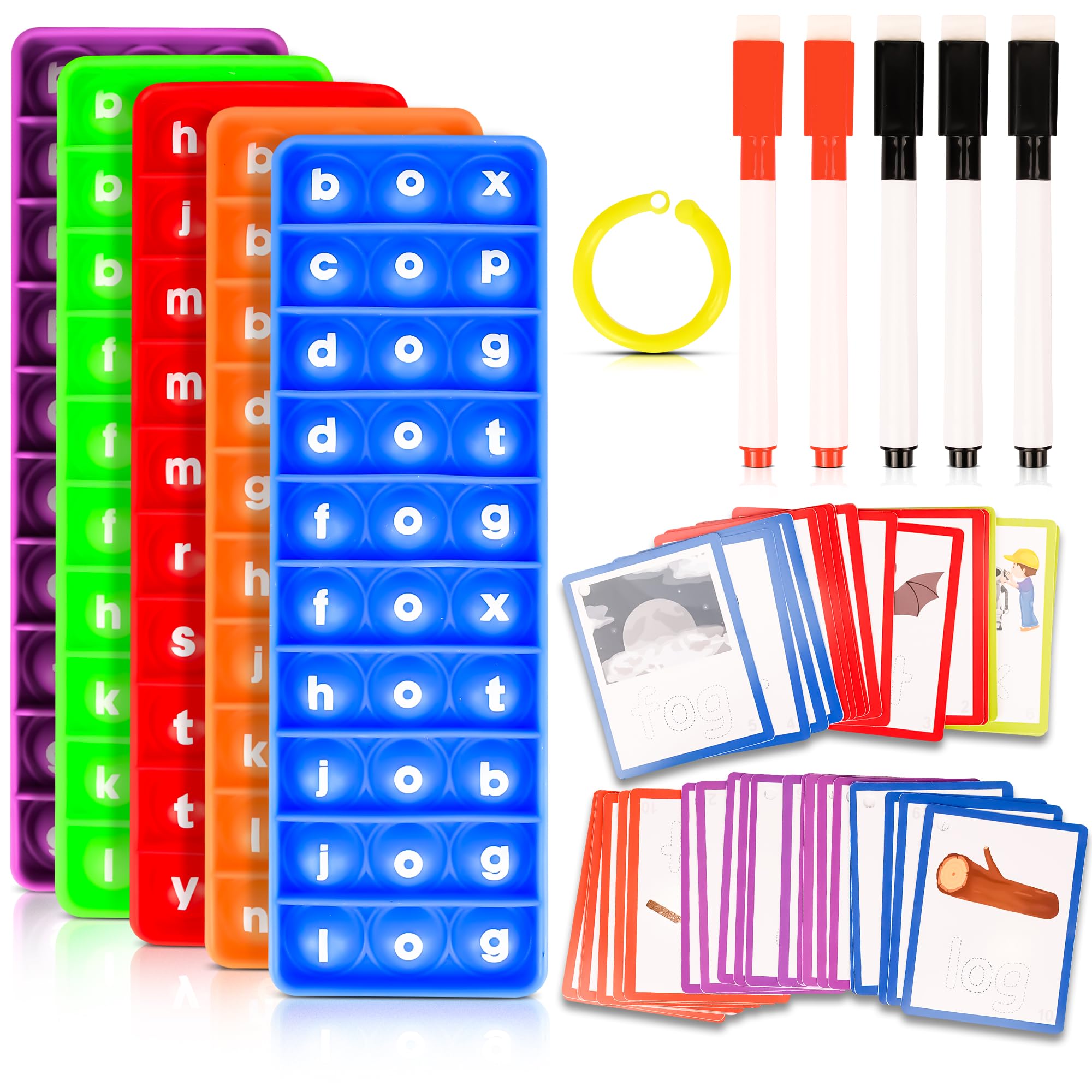 CVC Phonics Word Game for Kids  Spelling & Blending Toy with Pop Fidget Boards  Educational Learning Resource for Ages 46, SEN, Speech Therapy Support