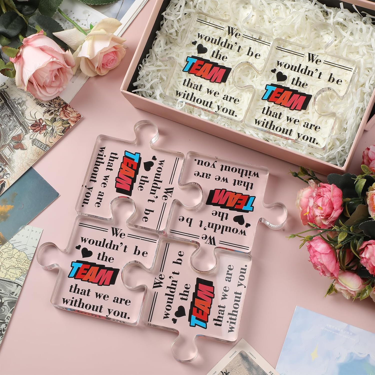 8 Pcs Employee Appreciation Gifts for Women Inspirational Boss Coworker Puzzle Acrylic Sign Plaque for Colleague Retirement Teacher Friend Going Away Farewell Gift