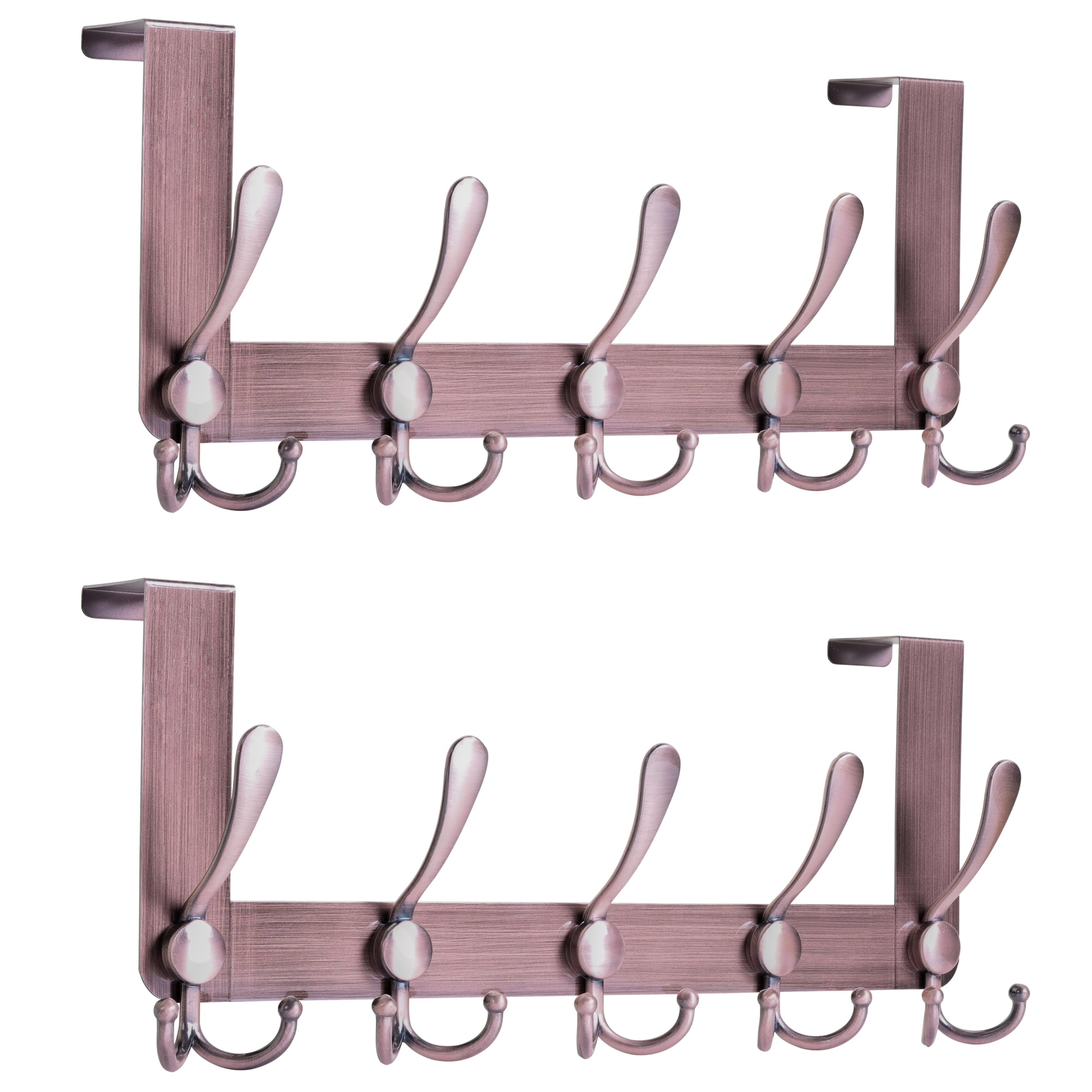 HONSKY Over Door Hook, Stylish 2 Triple Hooks Sturdy Over Door Hanger, Metal Durable Door Towel Rack for Hanging Coat, Clothes, Jacket, White