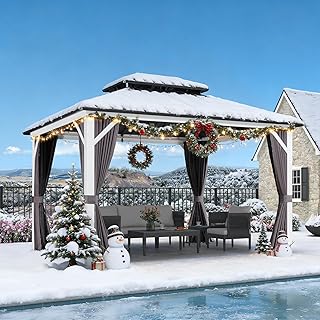 10 Big Gazebo Ideas for Large Backyards and Events 21 PURPLE LEAF 10' X 12' Hardtop Gazebo,White Aluminum Gazebo with Curtains...