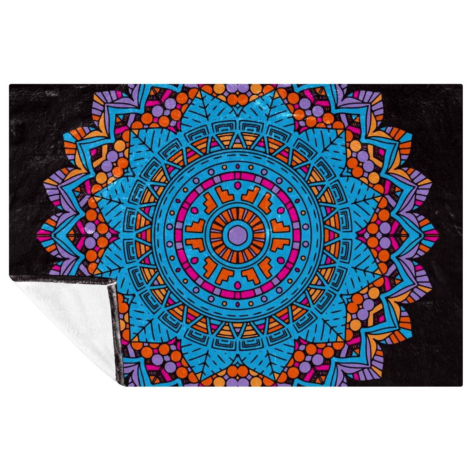 Couverture douce pour canapé et camping résistant au vent imprimé mandala
