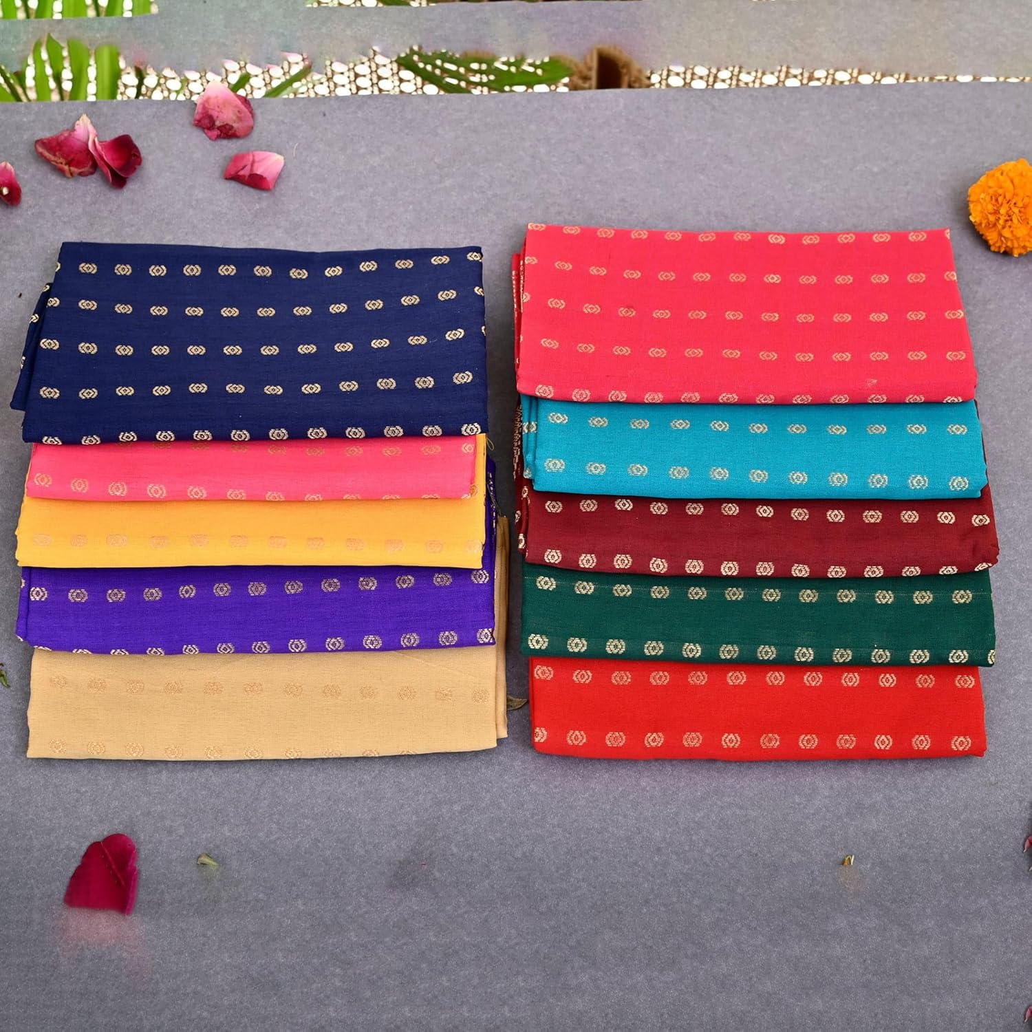 LOVENSPIRE Unstitched Blouse Pieces Cotton Mix Assorted 10 PC Blouse Piece for Women Varalakshmi Navratri Puja Return Gift