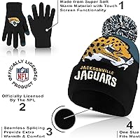 Vista 220 de Ultra Game Gorro de invierno de punto súper suave oficial de la NFL con guantes extra cálidos para pantalla táctil