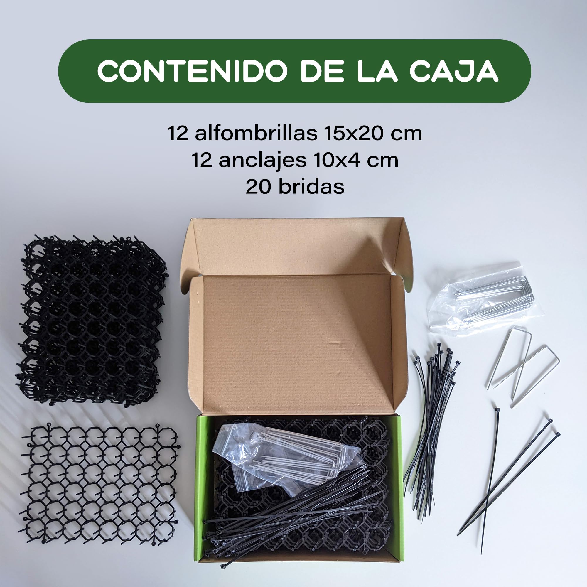 Pinchos Anti Gatos, 12 Alfombrillas 15x20cm + 12 Anclajes + 20 Bridas. Repelente para Gatos Jardin, para Interior y Exterior Mantiene Alejados a los Gatos (12 Alfombrillas 15x20 cm)