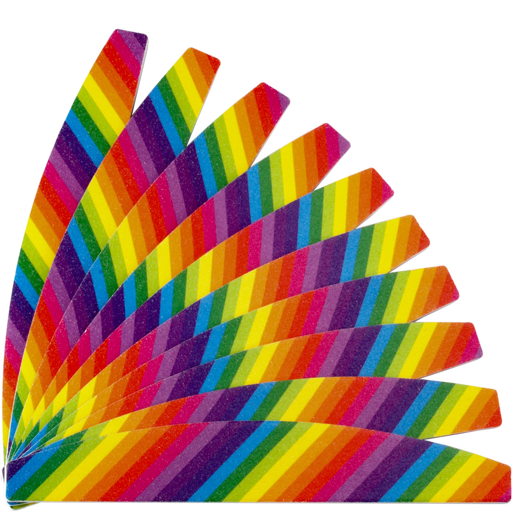Photo 1 of 10Pcs Nail File,Refers to Dazzle Rainbow Half Moon Nail Files for Acrylic Nails 100/180 Grit Nail Files Professional Reusable Double Sided Washable Emery Boards for Nails Manicure Tools 10PCS Half-Moon