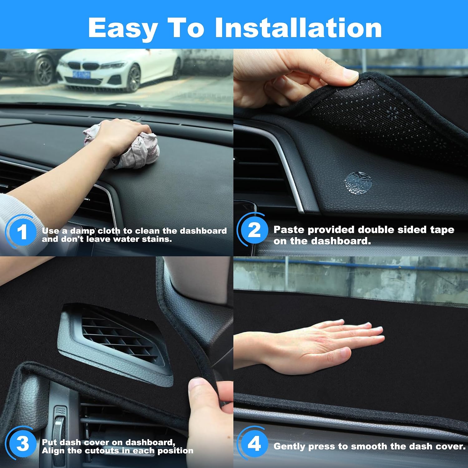 Dash Cover Custom Fit for 2014-2019 Toyota Highlander Advanced Sun Glare Reducer UV Protection Dashboard Cover Mat Premium Black Flannel Dash Mat Non-Slip Easy Install