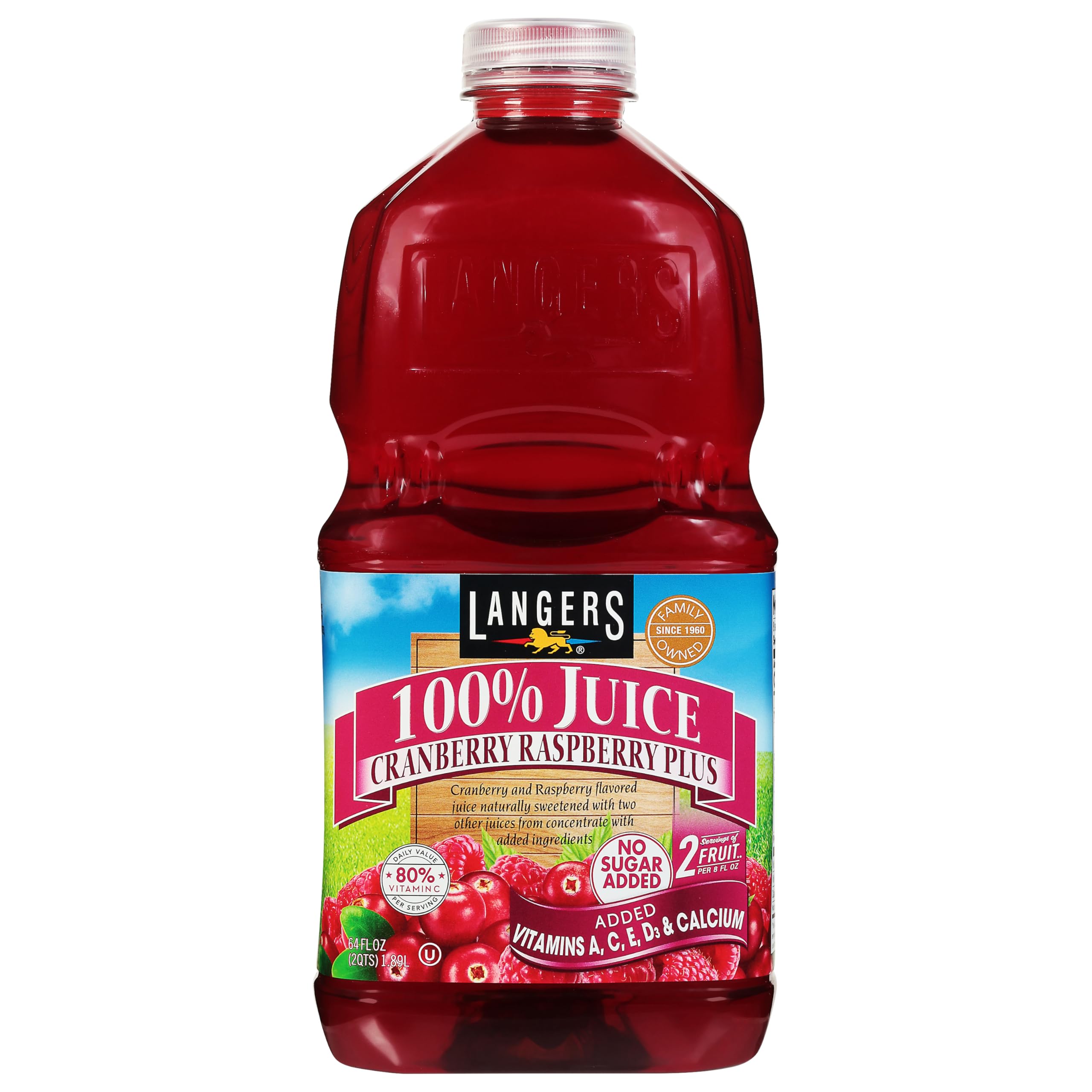 Langers Juice, Cranberry Raspberry Plus, 64 Fl Oz (Pack of 8)