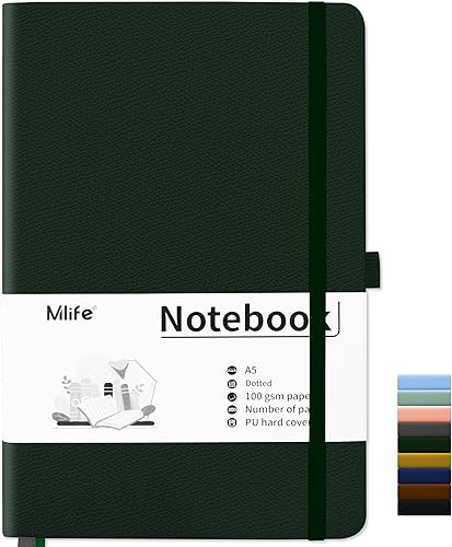 Miniatura 10 de Mlife Cuadernos de puntos A5, diario con 200 páginas, papel grueso a prueba de tinta de 3.53 ozm, bloc de notas de tapa dura de poliuretano,