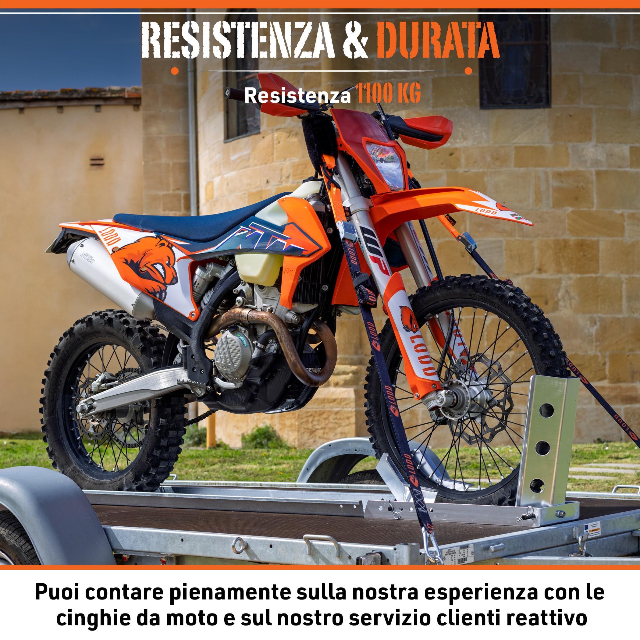 LODD - Cinghie Moto con Fibbie Alta Resistenza, Protezione in Pelliccia | 38mm | Fissaggio Rimorchio Moto Cross, Enduro, Trial, Quad, Trail (Parent) (Fibbia/Moschettone)
