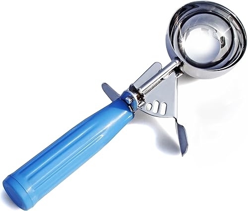 Cuisinox Cuchara de helado, cuchara de porción de comida para servir y preparar, acero inoxidable Spring Action, azul #16 (2 onzas)