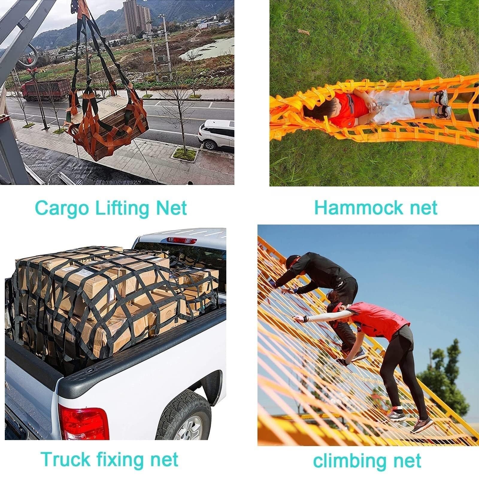 Lifting Net for Heavy Loads - Load Capacity 1-3.5 Tonnes, Tear-Resistant, Suitable for Cranes and Pallet Ramps, 1x1M, Mesh 10cm, Load 2T