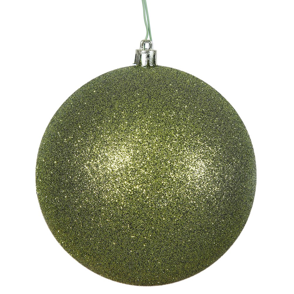 Vickerman 4" Olive Glitter Ball Ornament, 6 per Bag