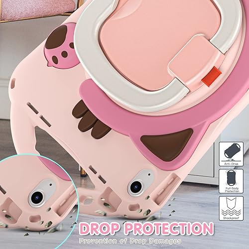 Miniatura 7 de BRAECN Linda funda de silicona para iPad de 10.9 pulgadas 2022 A2696 A2757 A2777 con soporte para lápices, correa para el hombro, agarre con asa,