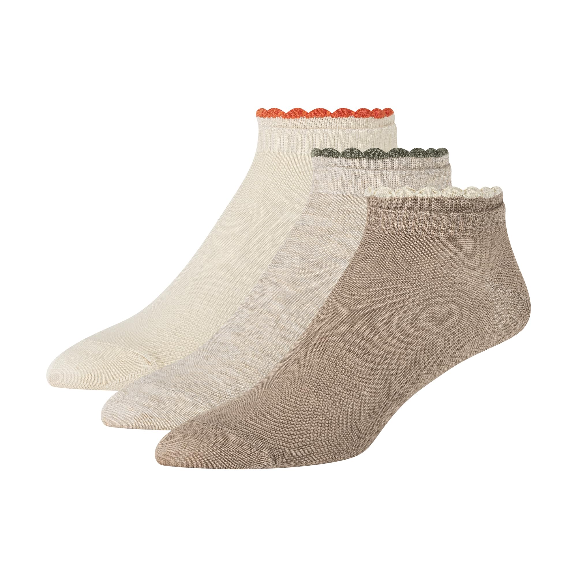 Ted Baker Women's 3 Pack Double Cuff Low Cut Socks, Savannah Tan/Oatmeal/Ivory, One size