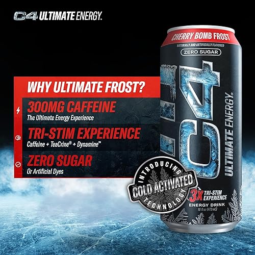 Miniatura 2 de Cellucor C4 Ultimate - Bebida energética sin azúcar preentrenamiento  Experiencia Tri-Stim con 300 mg de cafeína + TeaCrine + Dinamina  Cherry Bomb