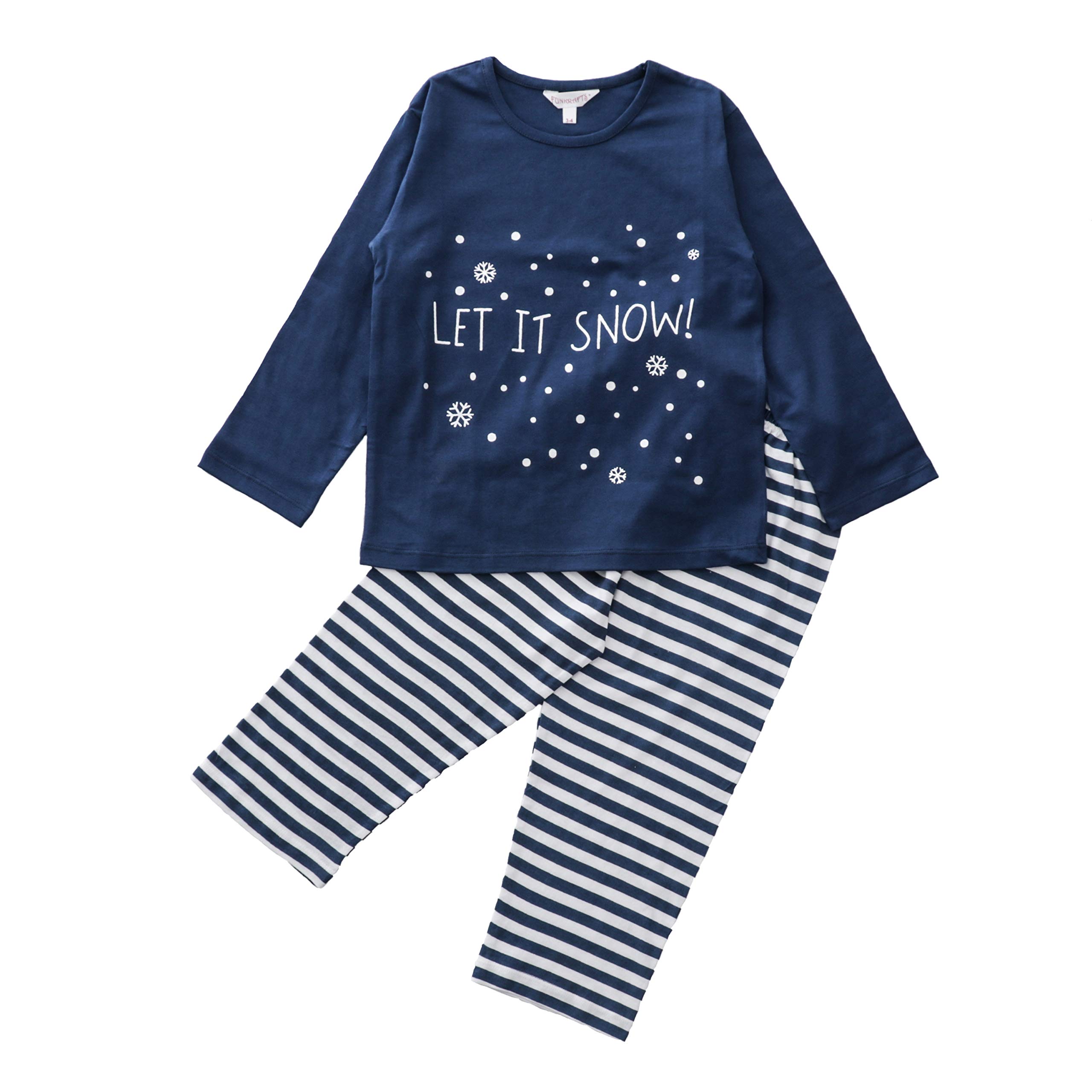 FUNKRAFTS Kids Full Sleeves Navy Blue Let It Snow Night Suit