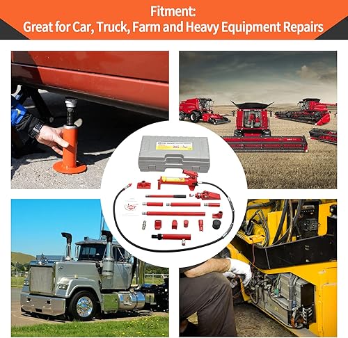 Miniatura 5 de Porta Power Jack hidráulico de 6 toneladas 2M (78.7 pulgadas) Kit de reparación de marco de carrocería de automóvil con bomba de aire para carga