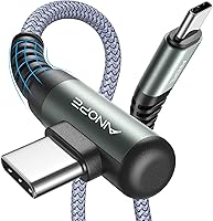 Vista 24 de AINOPE Cable USB C de 60 W, paquete de 2 cables USB C a USB C de nailon trenzado de 10 pies tipo C, cargador de carga rápida en ángulo recto USBC