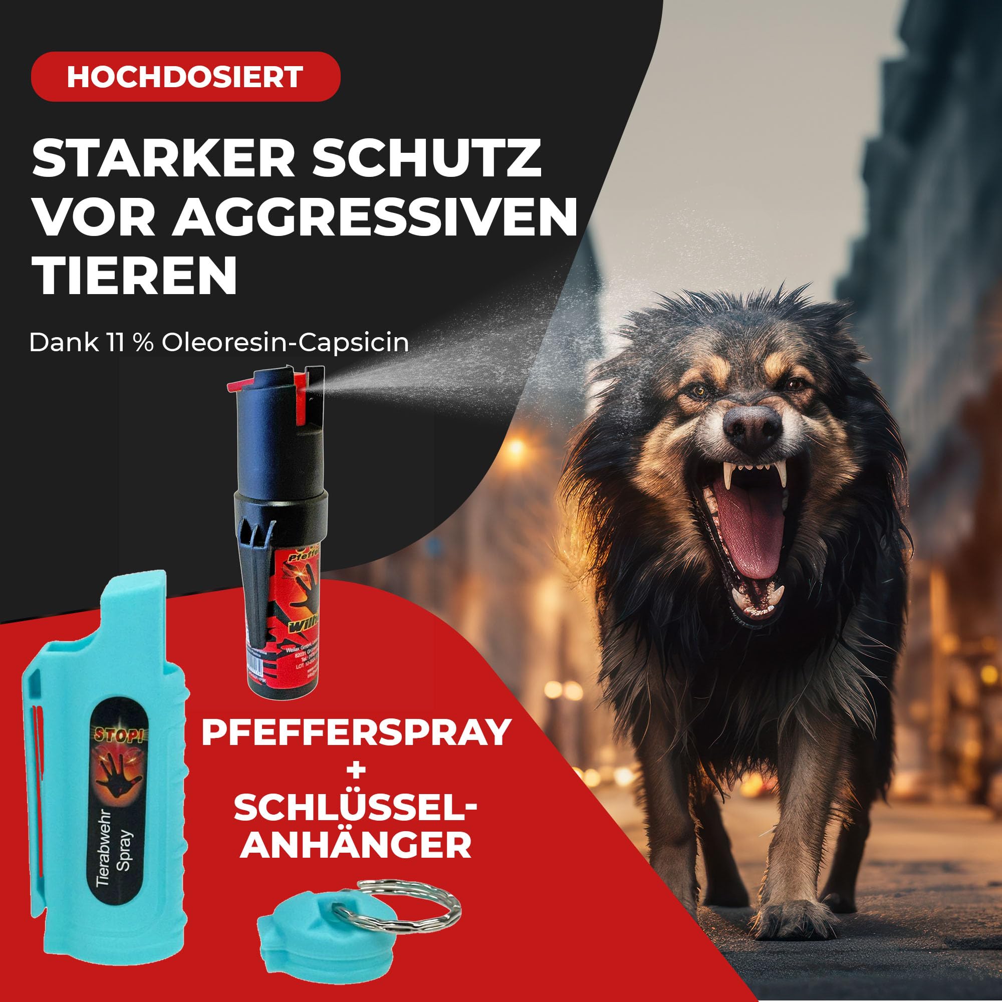 3 x Wilhelm Pfefferspray 16 ml Schlüsselanhänger türkis Tierabwehr Selbstverteidigung CS Gas KO Spray hochdosiert (ca. 2 Mio. Scoville) effektives Verteidigungsspray