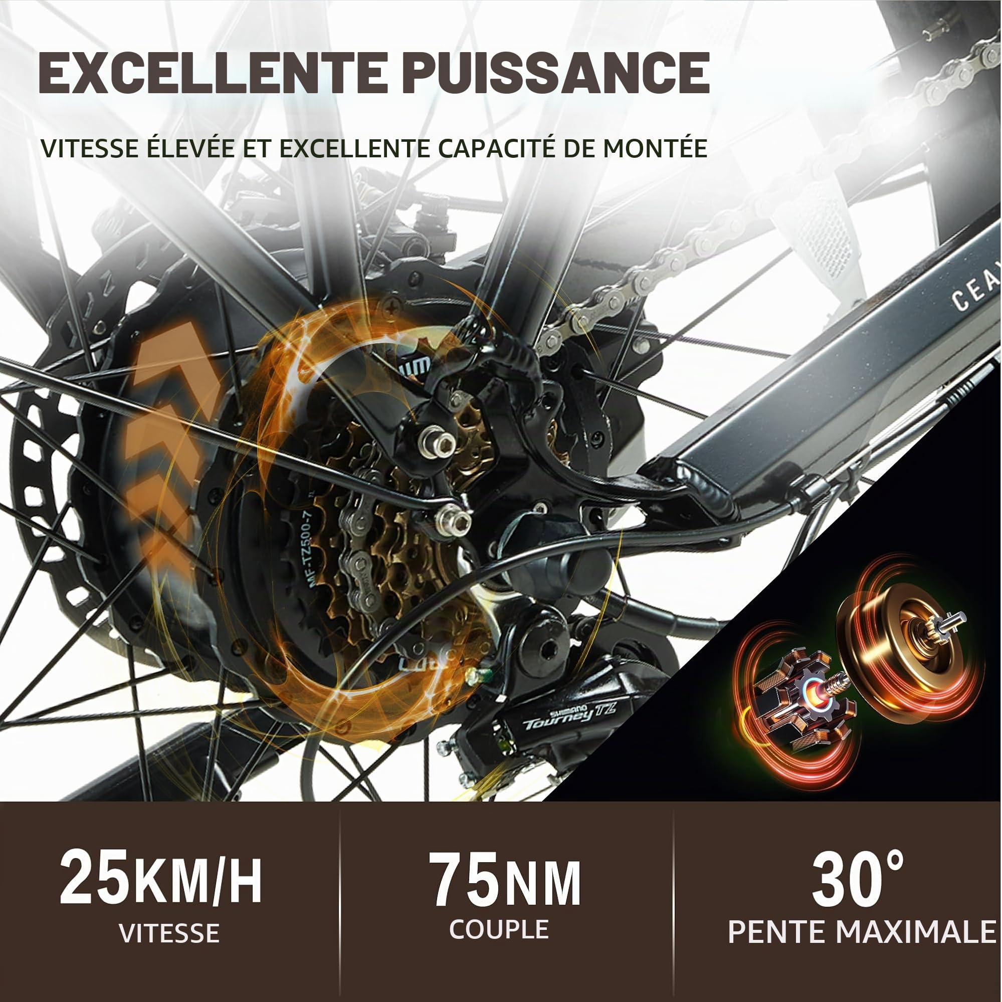 Vélo électrique 26 Pouces 3.0 Fat Bike Electrique Adulte Ebike avec Dérailleur 7 Vitesses,Batterie 48V20Ah,Suspension Avant,Frein à Disque
