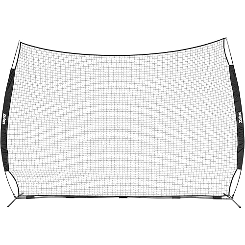 ZELUS 16x10ft Barricade Backstop Net, Ball Sports Barrier Net, Practice Net for Baseball Softball Lacrosse Soccer Basketball, Black