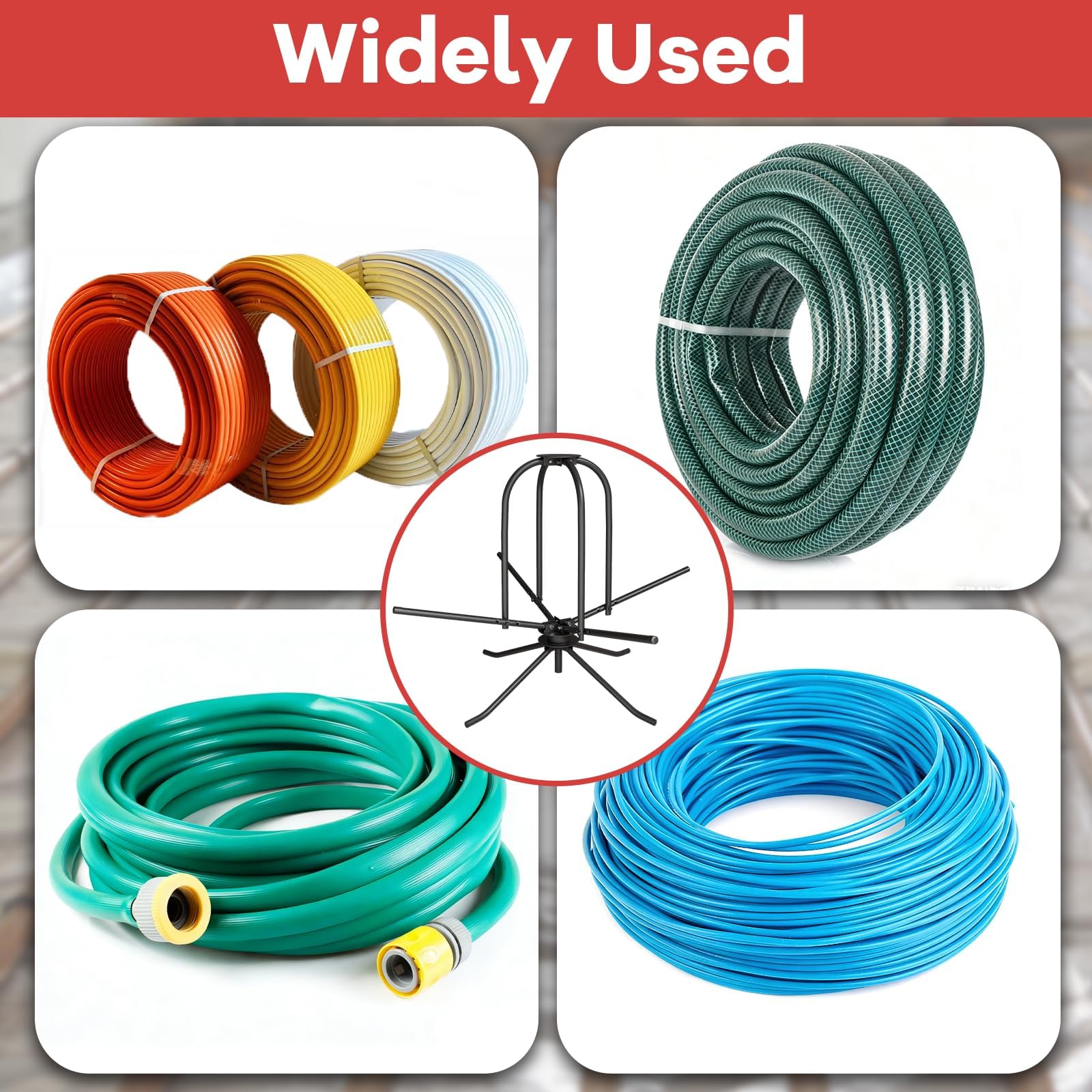 Enrollador de tubos para calefacción por suelo radiante, máx 300 kg, capacidad de carga de 600m,doble almacenado, longitud del rollo para tubos de 16 – 32 mm