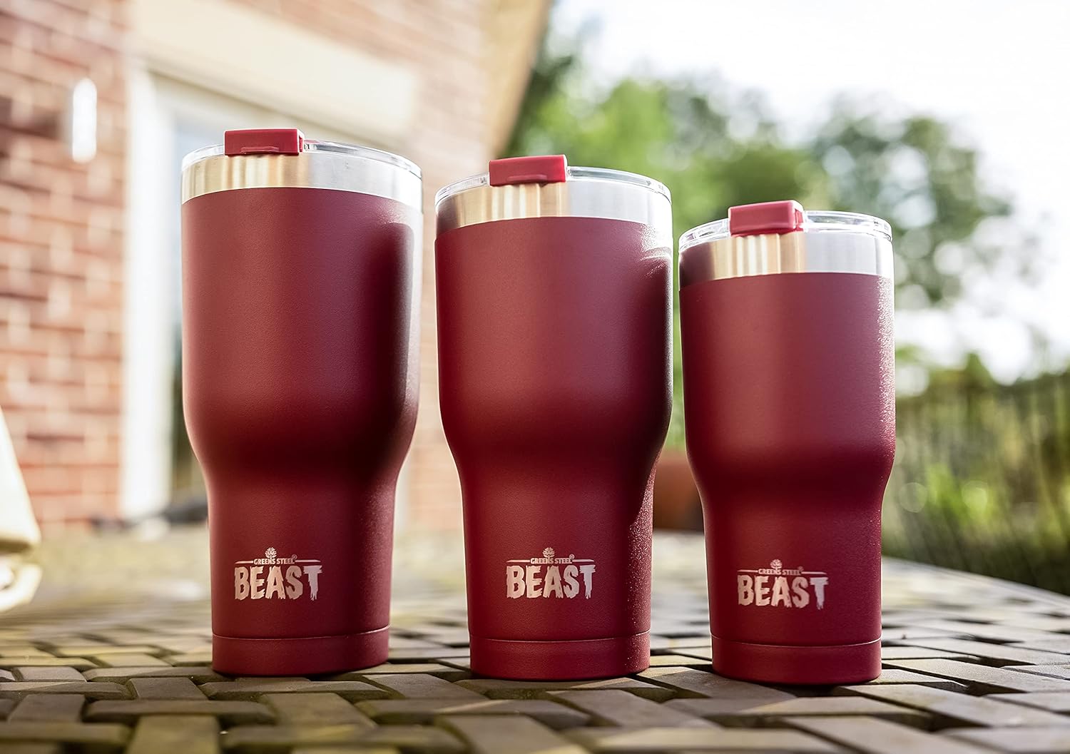 Beast 30 oz Tumbler Stainless Steel Vacuum Insulated Coffee Ice Cup Double Wall Travel Flask (Cranberry Red) - Image 4