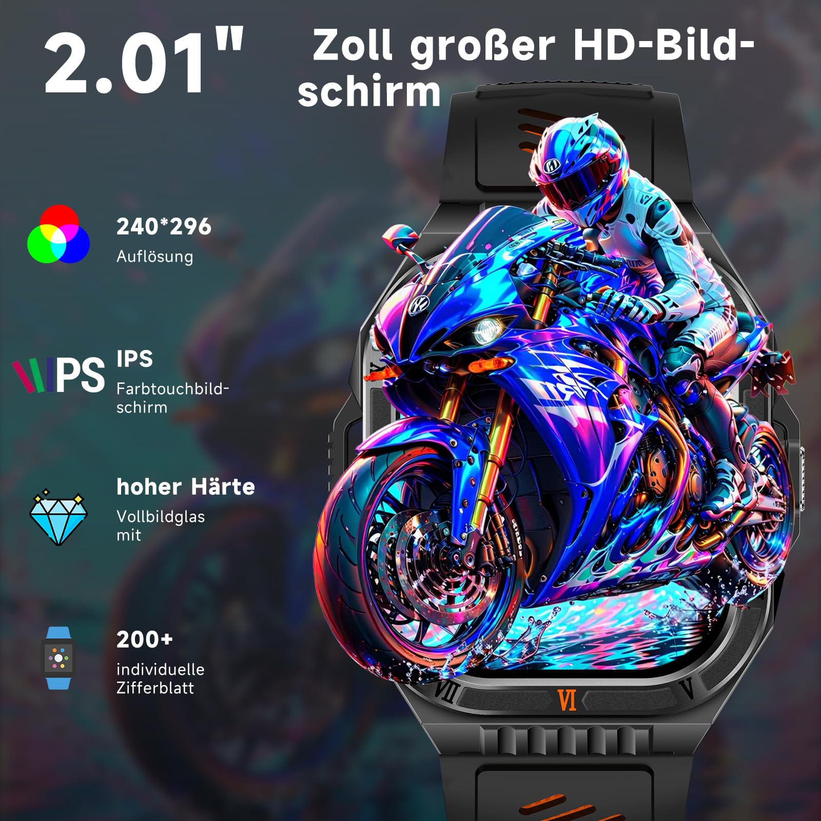 2026 Neue AI-GPT Smartwatch Herren 1100mAh Akku/LED-Licht/Kompass, 2,01" HD