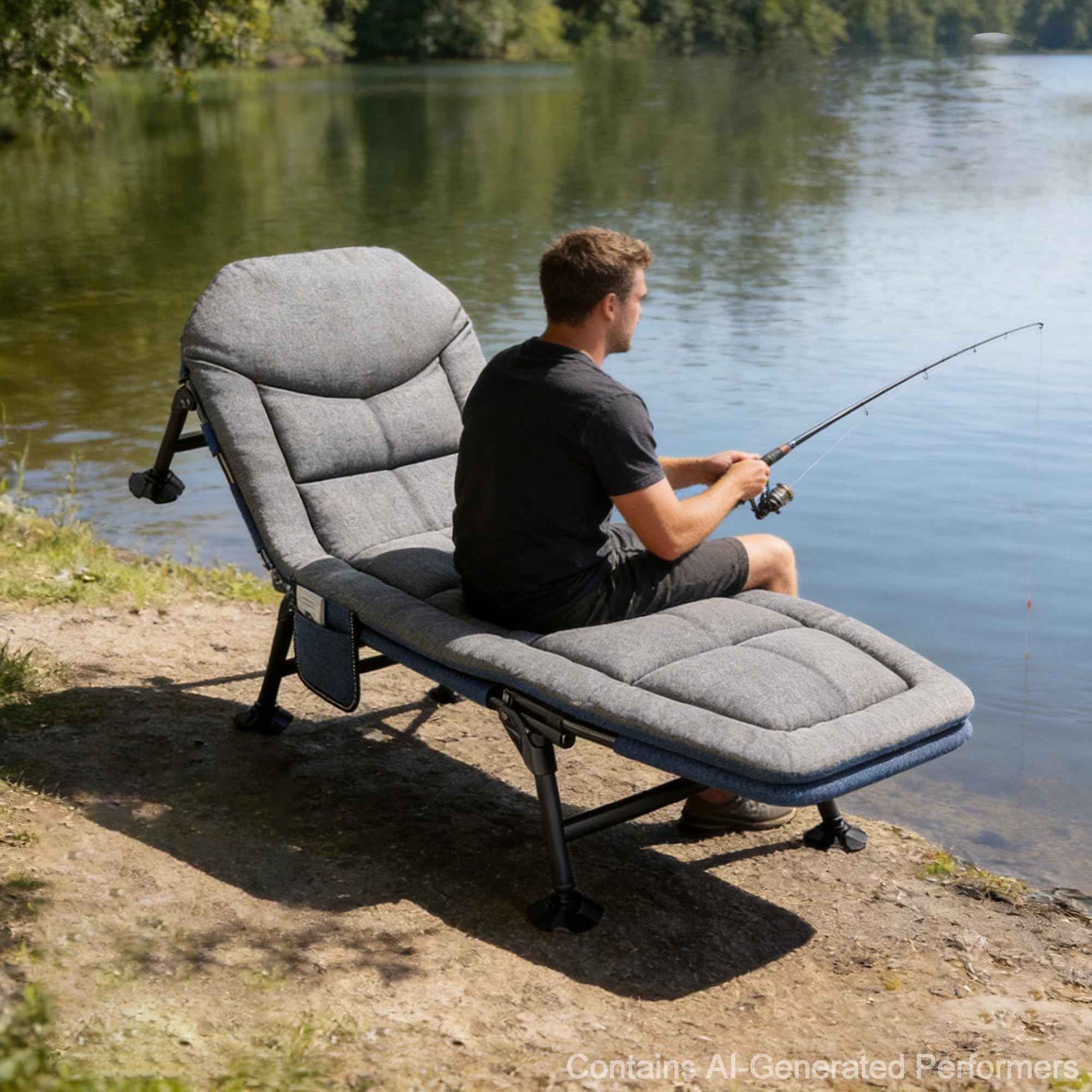 Sonnenliege Klappbare, Gartenliege, Liegestuhl mit Kissen und Seitentasche, Strandliege 6-fach Verstellbare Rückenlehne, Liegen Belastbar bis 200 kg, Relaxliege für Garten, Camping, Balkon (grau)
