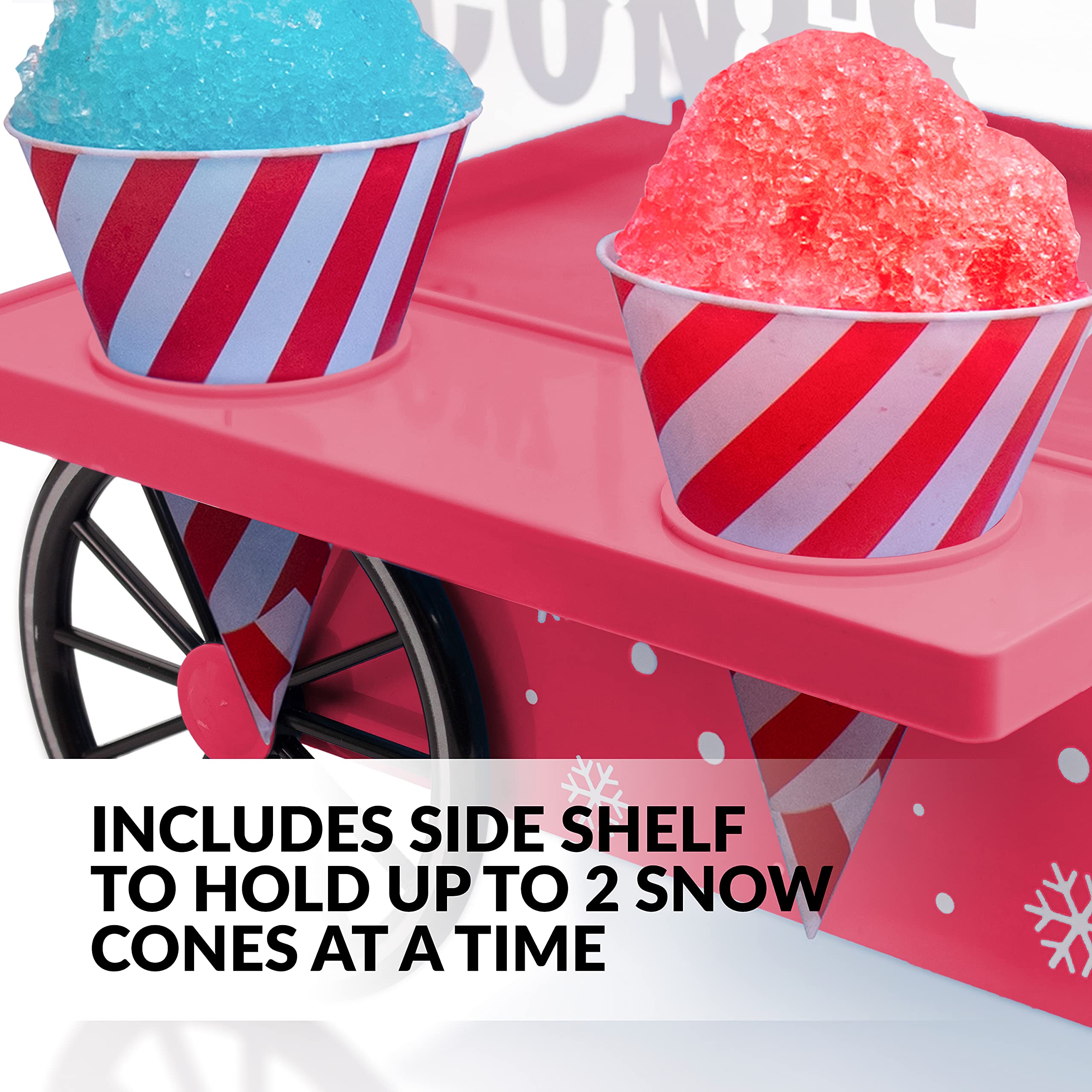 Nostalgia SCM525RD Vintage Countertop Snow Cone Maker Makes 20 ICY Treats Includes 2 Reusable
