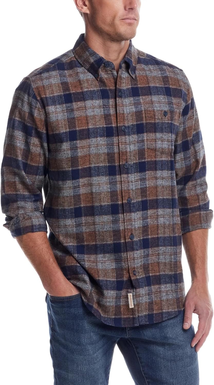 Weatherproof Vintage Men's Casual Button Down Long Sleeve Soft Brushed Plaid Flannel Shirt - Image 2