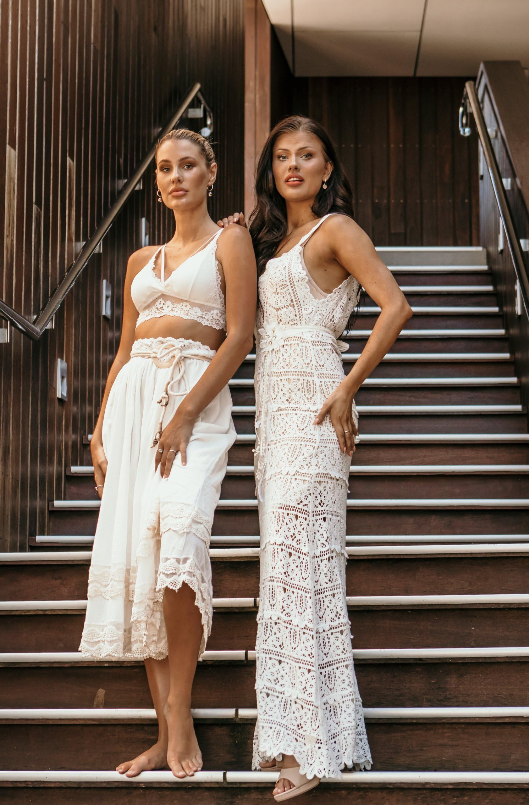 Miro Boho Chic Ibiza 89 Vestido de Novia Boho Chic Vestido Largo ibicenco de Encaje, sin Mangas. Escote V Talla Unica. Vestidos Ibicencos Mujer Blanco Vestidos Boho Largos Verano. Incluye Base.