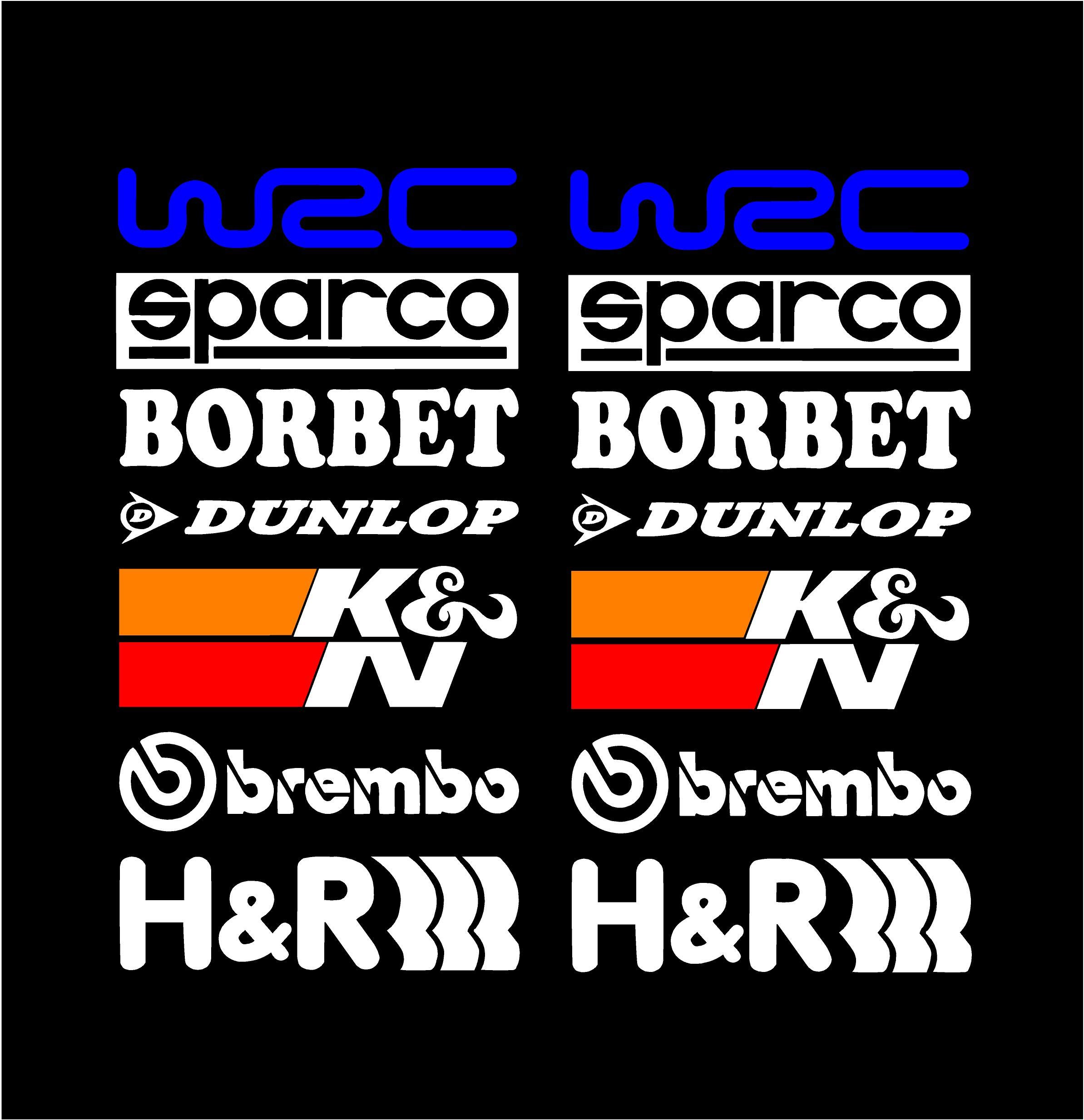 (Pack of 2) 14Pcs Racing Sponsors Logo for Any Car Vinyl Decals (White,Blue)