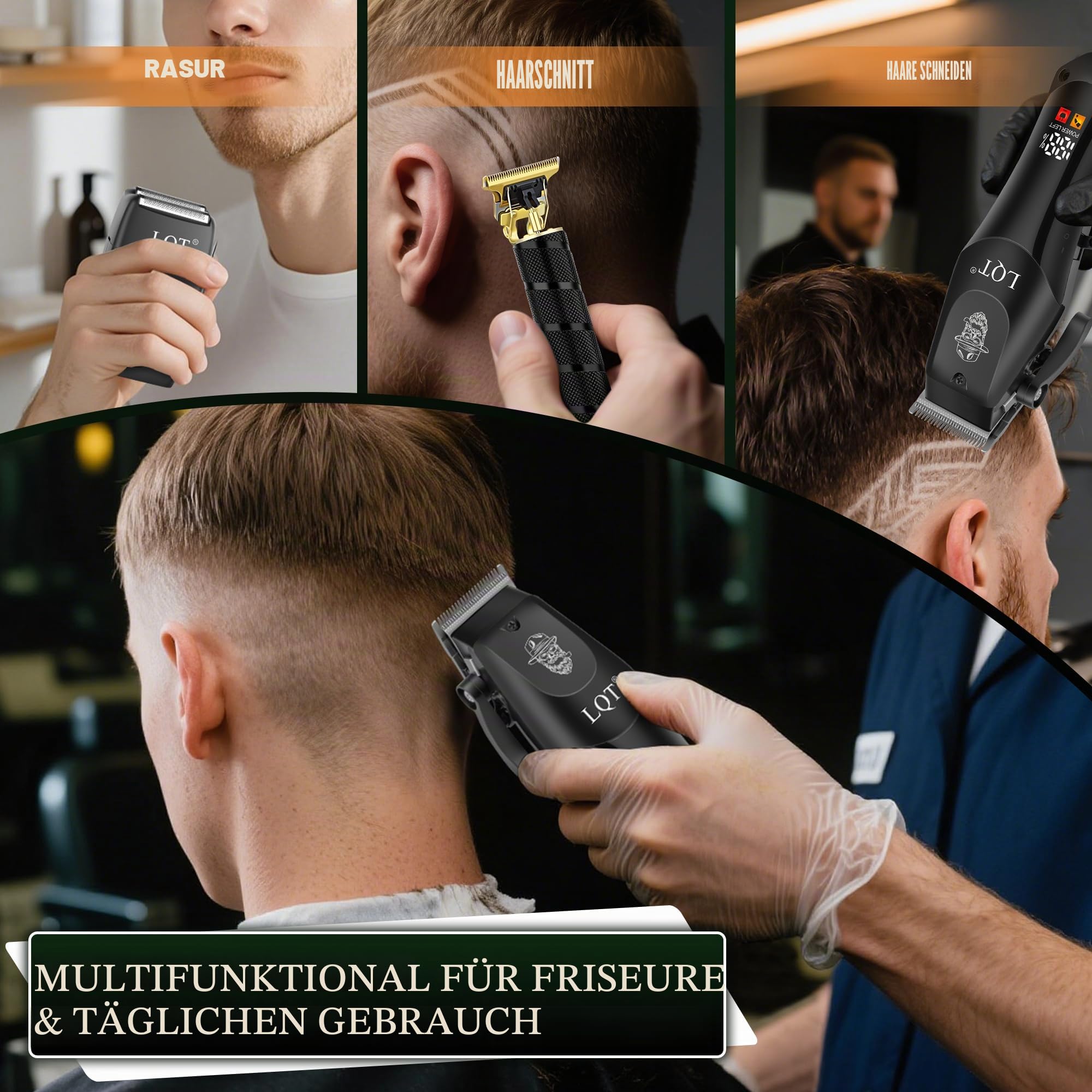 Haarschneidemaschine für Männer Professionell, Bartschneider Kits & Sets, Elektrorasierer, Haarschneidemaschine & Trimmer Keramik T-Klinge, für Barbier, Weihnachtsgeschenke für Männer (Schwarz)